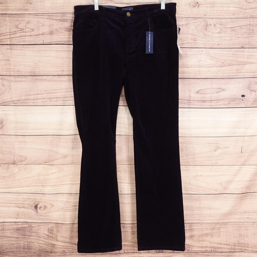 New! Chaps Pants Womens 12 Purple Corduroy Slimming Fit Stretch Pockets